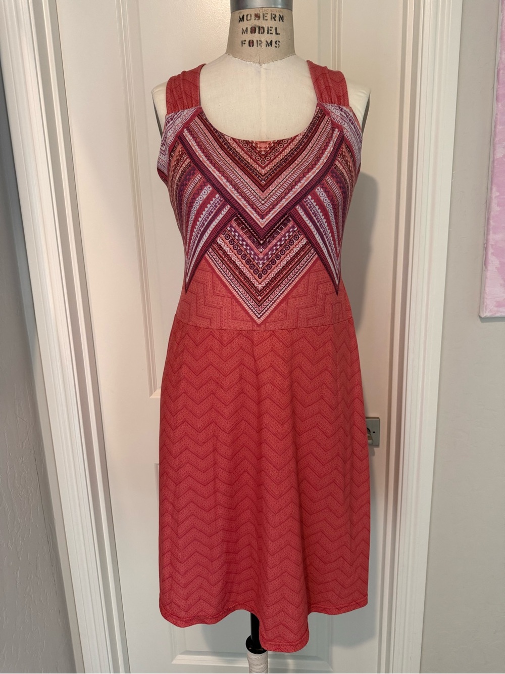 Prana Sleeveless coral mandala Printed A-Line Dress